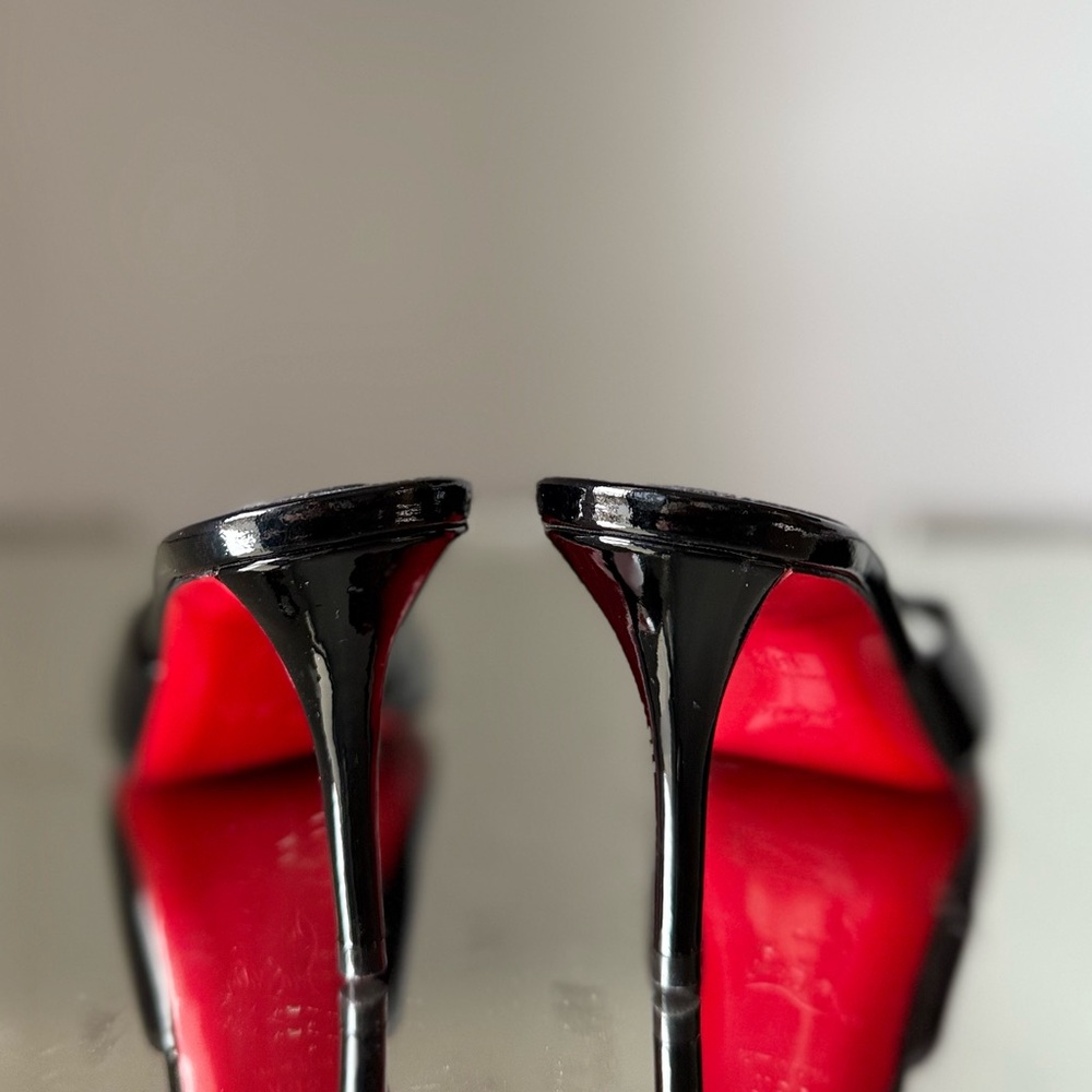 Worn once Christian Louboutin Miss Z Mule 80 mm Patent calf leather Black $995 - Picture 9 of 12